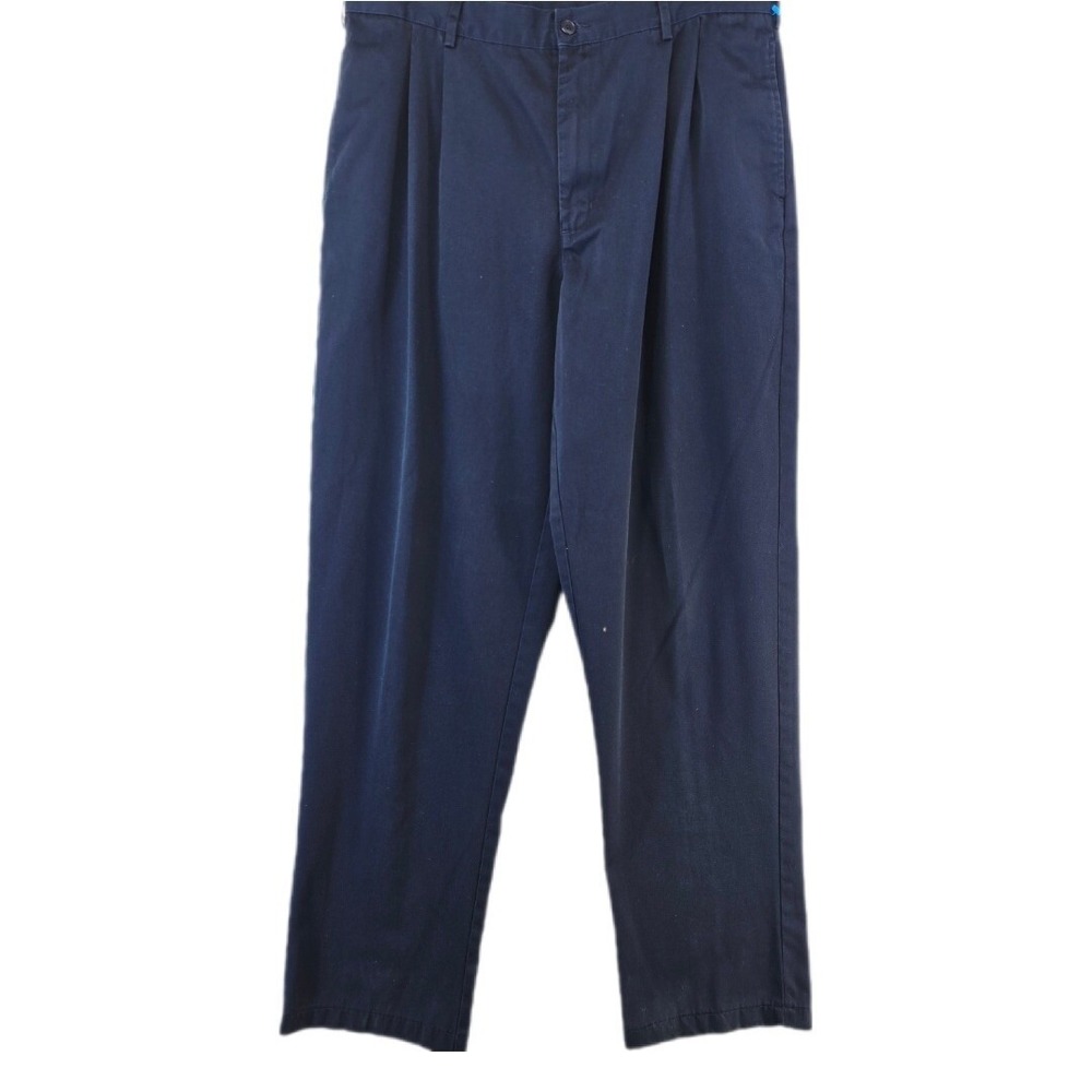 Lands' End Pleated Dress Pants Womens 36 Ladies Trousers Career Casual Navy Blue